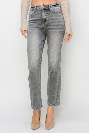 Gray High Rise Cropped Jeans-15