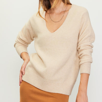 Cream V Neck Sweater
