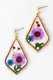 Purple Pressed Flower Earrings