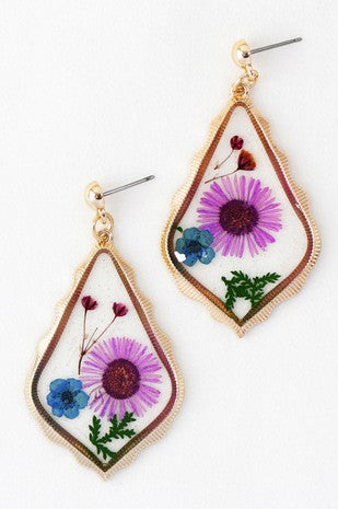 Purple Pressed Flower Earrings