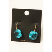 Teal Gold Dipped Faceted Drop Earrings