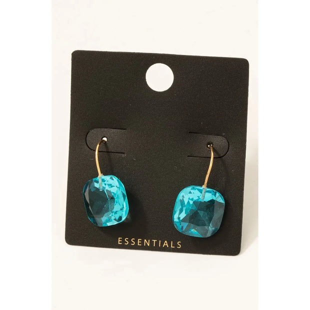 Teal Gold Dipped Faceted Drop Earrings