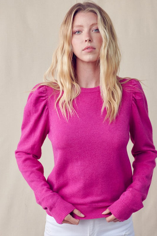 Crew neck pink sweater cheap