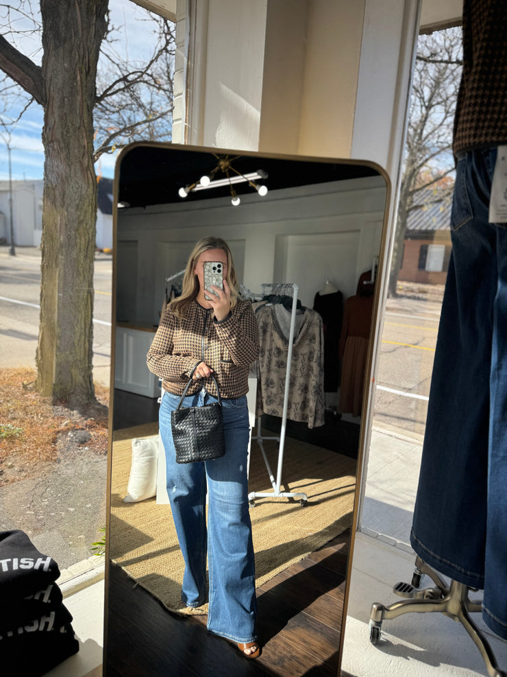 Houndstooth Button Cardigan