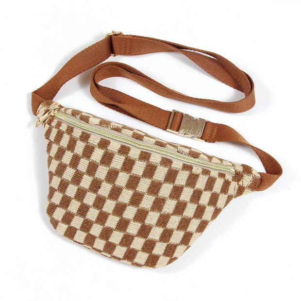 Brown Checkered Sling Bag