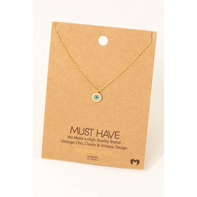 Gold Rhinestone Evil Eye Necklace