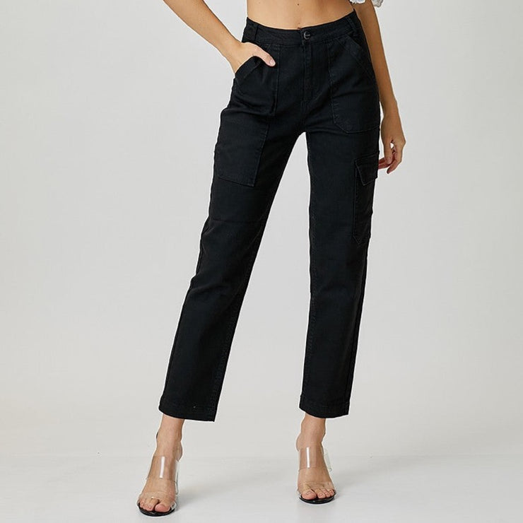 Black High Rise Cargo Jeans