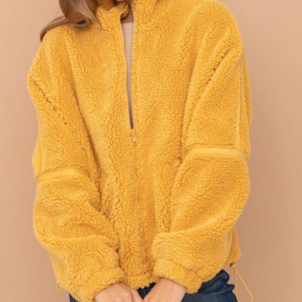Mustard Zip-Up Sherpa