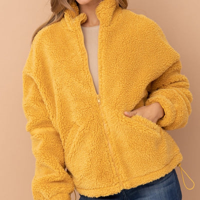 Mustard Zip-Up Sherpa