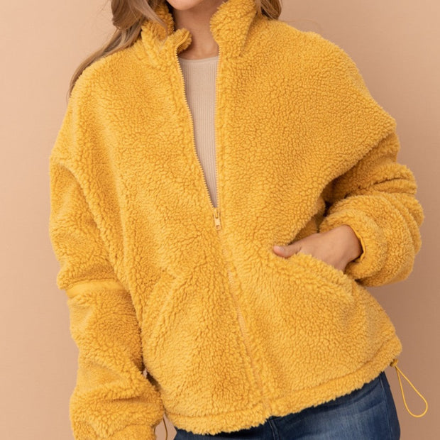 Mustard Zip-Up Sherpa