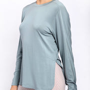 Side Slit Pullover Blue Grey