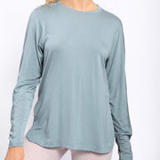 Side Slit Pullover Blue Grey