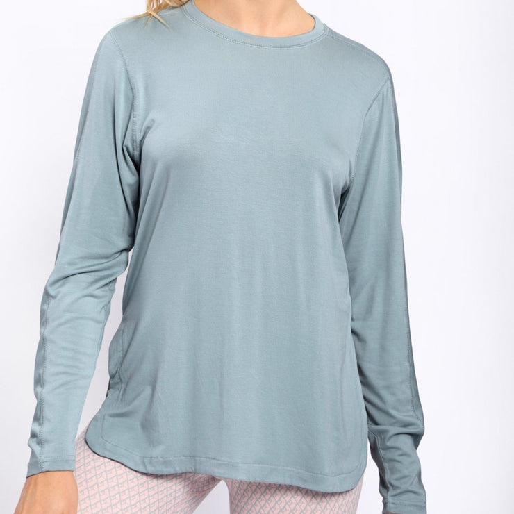 Side Slit Pullover Blue Grey