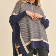 Navy Striped Dolman Sweater