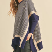 Navy Striped Dolman Sweater