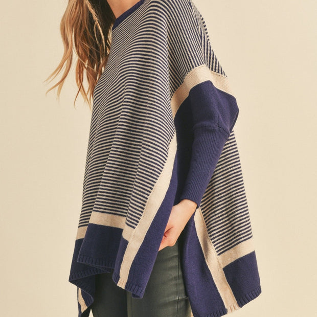 Navy Striped Dolman Sweater