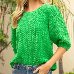 Green Puff Sleeve Top