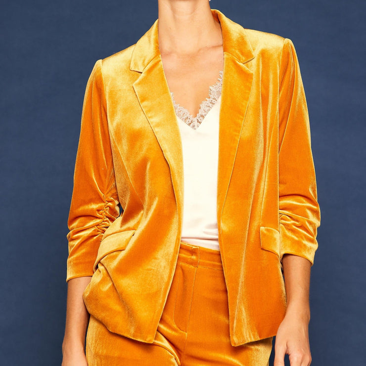 Golden  mustard velvet blazer- xs