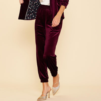 Burgundy Velvet Joggers