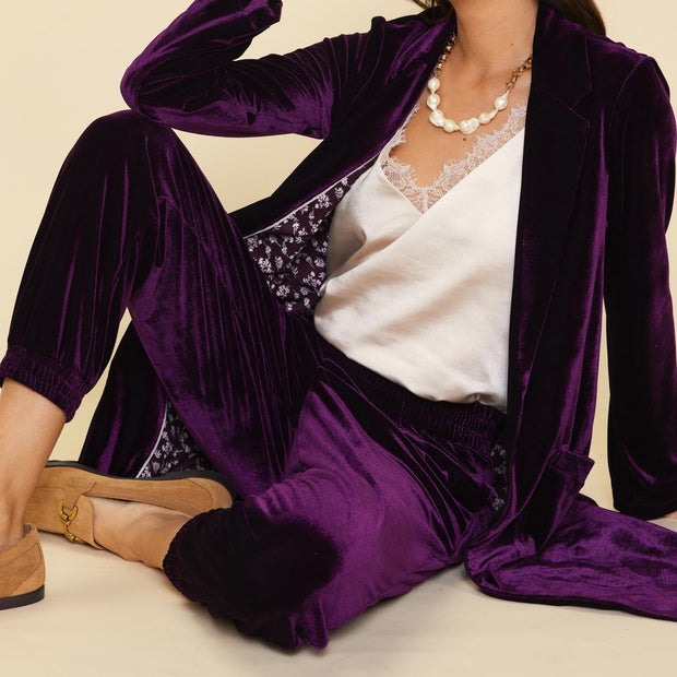 Plum Purple Velvet Joggers