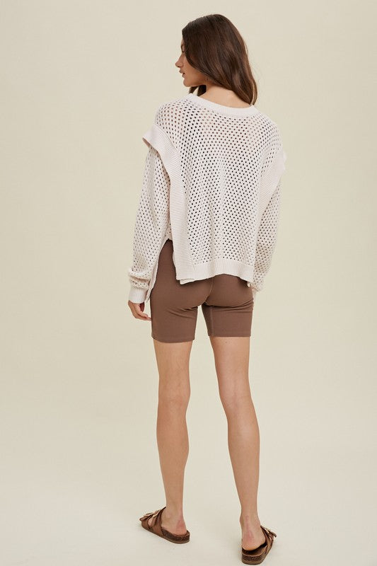 Pale Pink Crochet Sweater