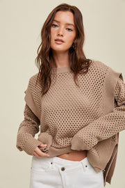 Mocha Crochet Sweater