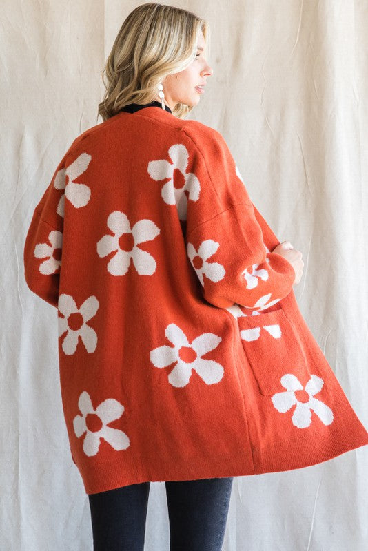 Brick floral cardigan