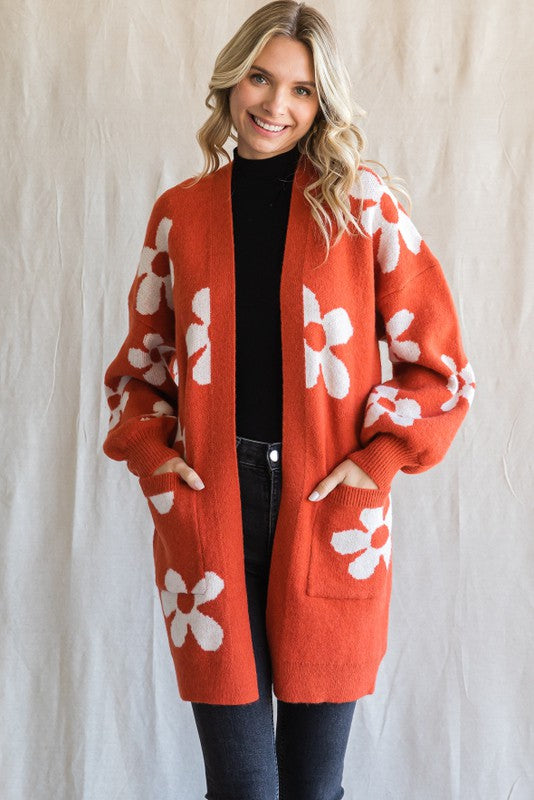 Brick floral cardigan