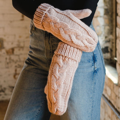 Blush Cable Knit Mittens