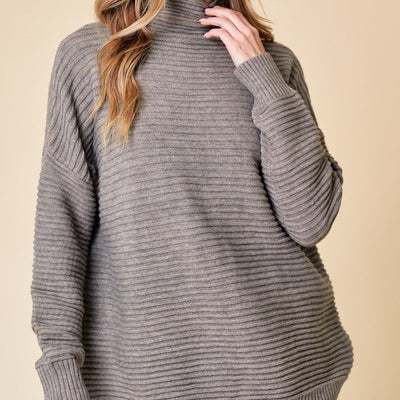 Taupe Turtleneck Sweater