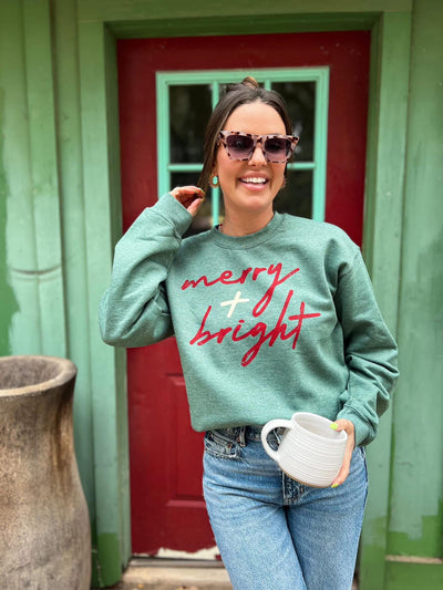 Green Merry and Bright Sweatshirt