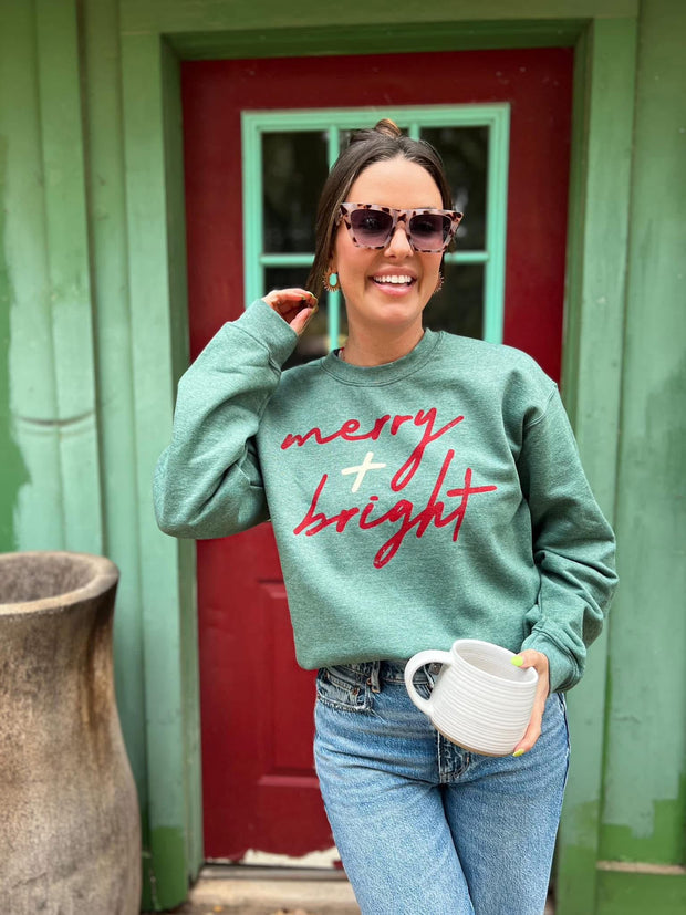 Green Merry and Bright Sweatshirt