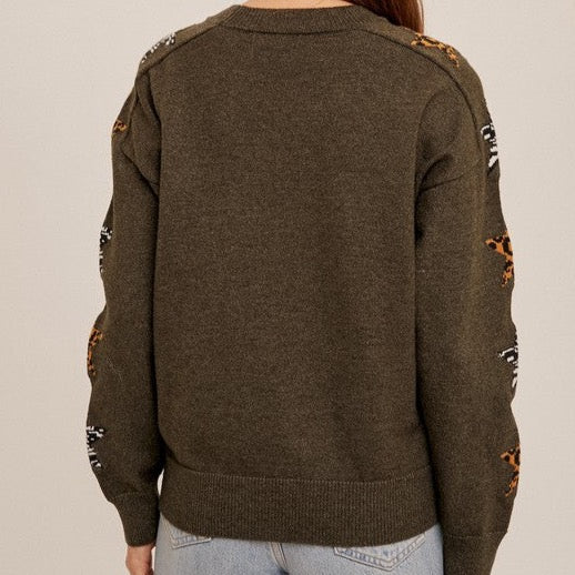 Animal Print Stars Sweater