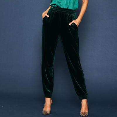 Hunter Green Velvet Joggers