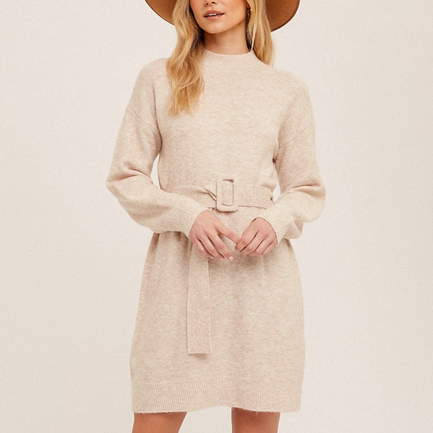 Mock neck sweater dress