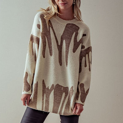 Cream Drip Sweater