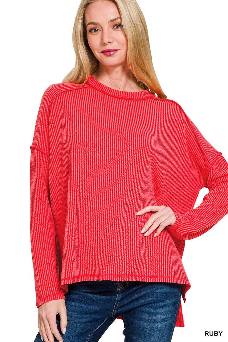 Ruby Ribbed Boat Neck Top
