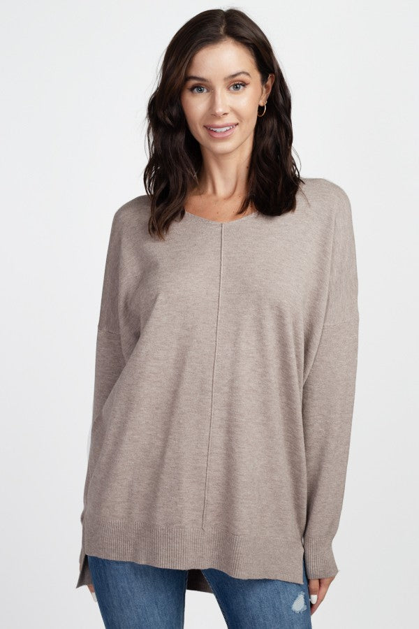 Heather Mocha V-Neck Sweater