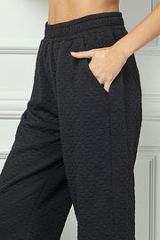 Black Flower Texture Cropped Pant