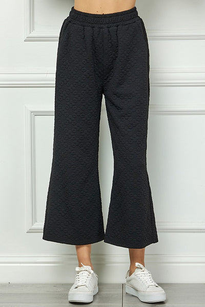 Black Flower Texture Cropped Pant