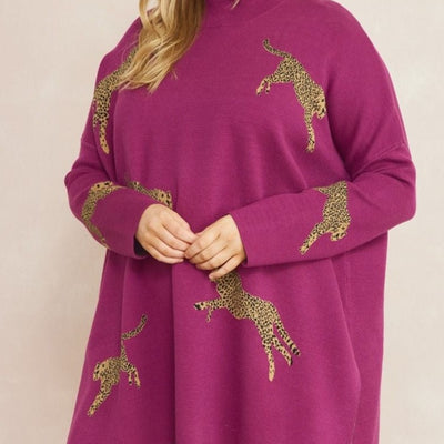 Plum Cheetah Sweater