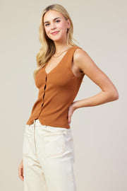 Tan Button Down Tank - Medium