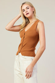 Tan Button Down Tank - Medium
