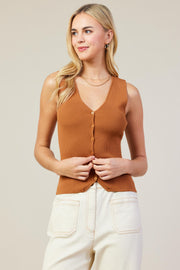 Tan Button Down Tank - Medium