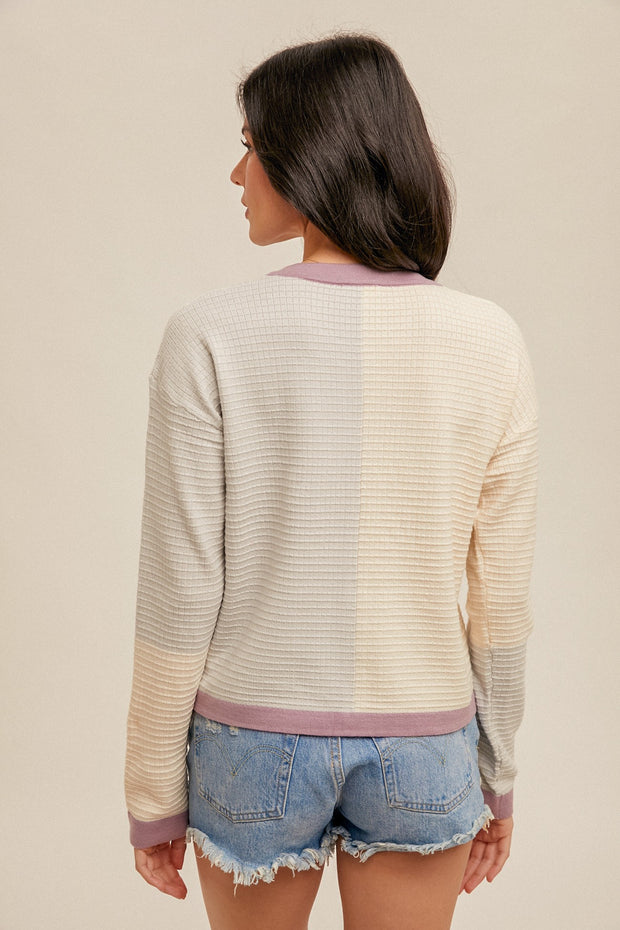 Color Block Button Down Cardigan