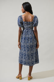 Navy Floral Eyelet Dress