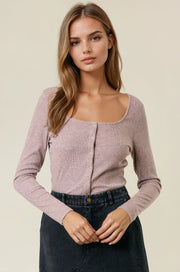 Taupe Scoop Neck Cardigan