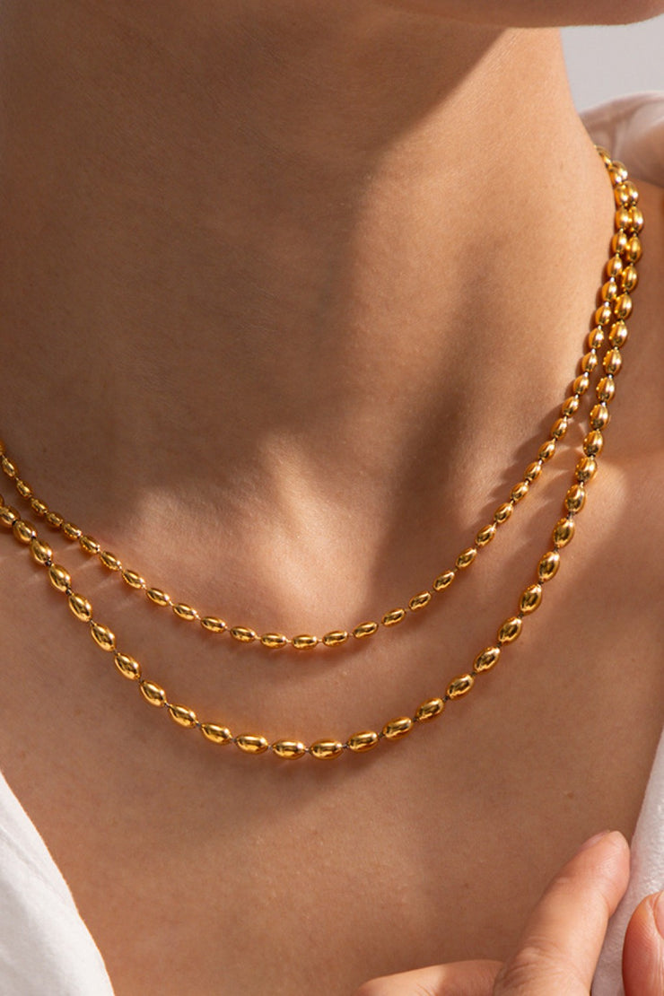 Gold Beaded Layered Necklaces