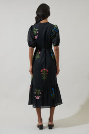 Black Floral Button Down Dress