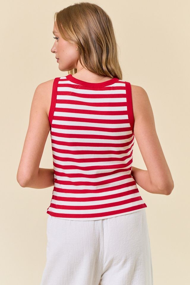 Red Striped Knit Vest-large